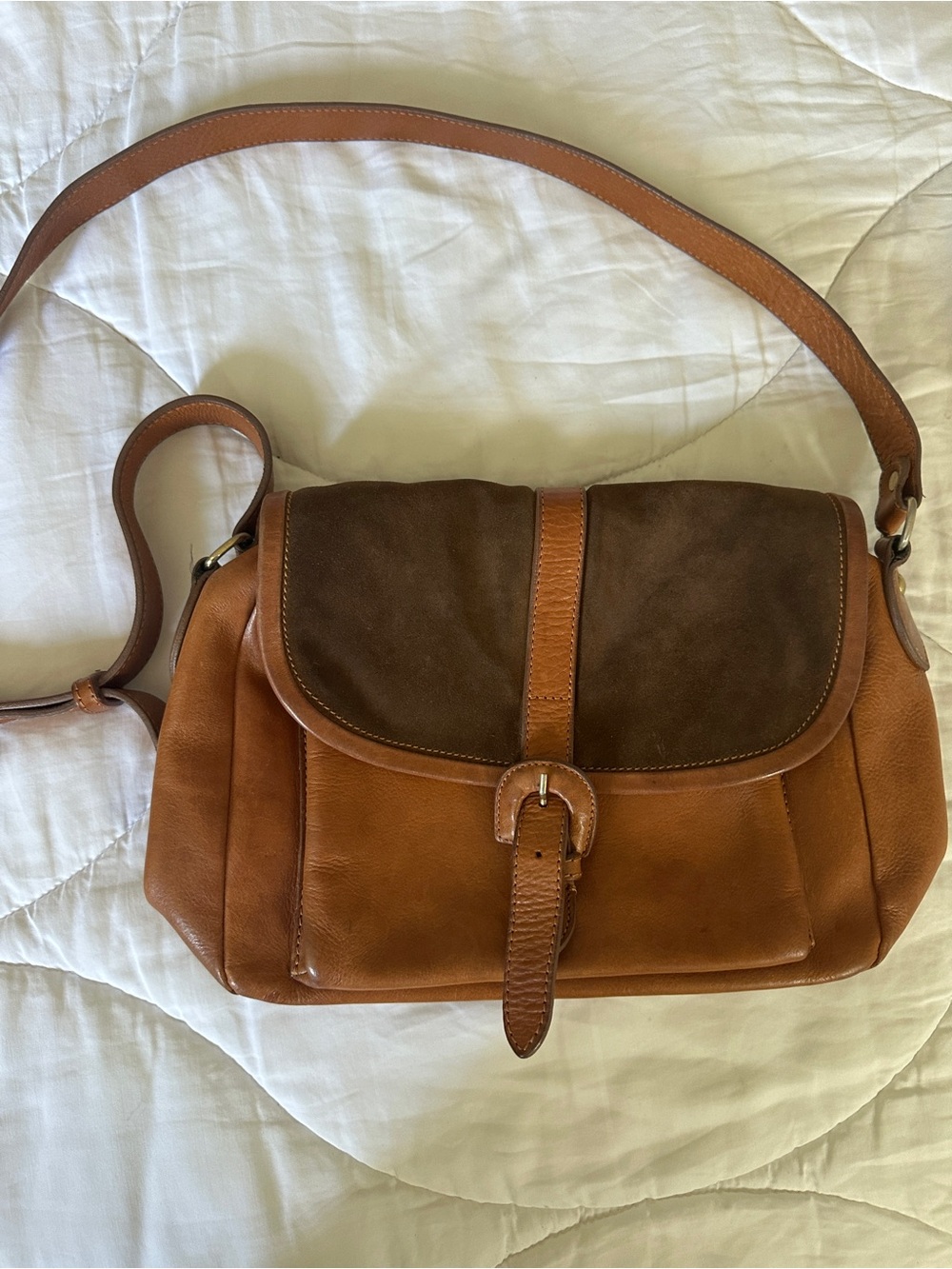 APC genuine leather Brown Two-Tone Shoulder Bag